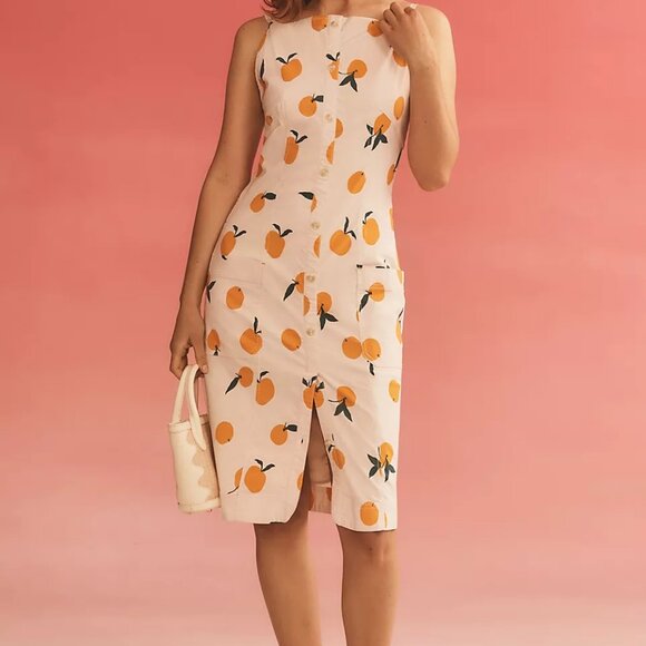 Maeve Dresses & Skirts - Maeve Colette Midi Dress Orange Citrus Print NWT Anthropologie Size S